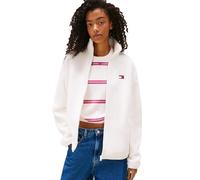 Tommy Jeans Damen Lightweight Zip Through Teddy Jacket with Badge Logo Jacke, Antikes Weiß, XS