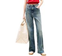Weite Jeans TOMMY JEANS "Claire High Rise", Damen, Gr. 32, Länge 32, blau (denim schwarz 1), Denim/Jeans, Obermaterial: 99% Baumwolle, 1% Elasthan, unifarben, casual, weit lang, Jeans, mit Logo-Badge