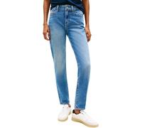 Slim-fit-Jeans TOMMY JEANS "MR SLIM", Damen, Gr. 31, Länge 32, denim medium, Denim/Jeans, Obermaterial: 99% Baumwolle, 1% Elasthan, unifarben, slim fit lang, Jeans Slim-fit-Jeans, Mid Rise, 5-Pocket-S