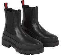 Tommy Jeans Damen Mid Boot Stiefel Chelsea Foxing aus Leder, Schwarz (Black), 37