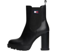 TOMMY JEANS Damen Mid Boot Stiefel Leather mit Absatz, Schwarz (Black), 36