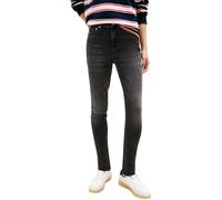 Skinny-fit-Jeans TOMMY JEANS "NORA MR SKNY AH1280", Damen, Gr. 27, Länge 28, denim schwarz2, Denim/Jeans, Obermaterial: 99% Baumwolle, 1% Elasthan, unifarben, skinny fit knöchellang, Jeans, mit Logo-B
