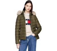 Tommy Jeans Damen Pufferjacke Basic Hooded Down Jacket mit Kapuze, Grün (Fatigue Green), XXL