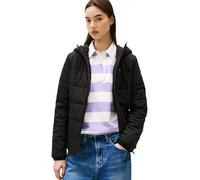 Steppjacke TOMMY JEANS "TJW SLIM LW HOODED PADDED JACKET", Damen, Gr. XS (34), schwarz, Web, Obermaterial: 100% Polyester, unifarben, figurbetont, Jacken (31969342-XS) schwarz
