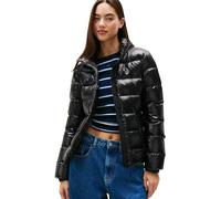 Steppjacke TOMMY JEANS "TJW SLIM ZIP PRINT DOWN JACKET", Damen, Gr. XS (34), schwarz, Web, Obermaterial: 100% Nylon, slim fit, elastischer Bund, Jacken (55260851-XS) schwarz