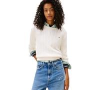 Tommy Jeans Damen Pullover Cable Essential Zopfstrickmuster, Elfenbein (Ancient White), XS