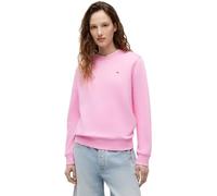 Sweatshirt TOMMY JEANS "TJW REG S FLAG CREW", Damen, Gr. M (40), pink daisy, Sweatware, Obermaterial: 80% Baumwolle, 20% Polyester, unifarben, regular fit kurz, Rundhals, Rippbündchen, Sweatshirts Swe