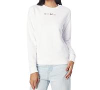 TOMMY JEANS Damen Rundhals-Pullover Langarm-Shirt Baumwoll-Shirt Sweat-Pullover DW0DW15648 YBR Weiß L