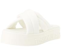 Tommy Jeans Damen Sandalen Lettering Flatform Sandal Sommer, Weiß (Ecru), 37