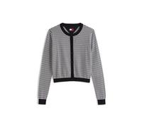 Strickjacke TOMMY JEANS "TJW ESSENTIAL CREW NECK CARDIGAN", Damen, Gr. S (36), schwarz stripe 02, Strick, Obermaterial: 100% Baumwolle, gestreift, regular fit normal, Rundhals, Rippstrickbündchen, Str