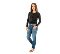 Strickjacke TOMMY JEANS "TJW ESSENTIAL CREW NECK CARDIGAN", Damen, Gr. S (36), schwarz, Feinstrick, Obermaterial: 100% Baumwolle, unifarben, casual, Rundhals, Langarm Rippstrickbündchen, Strickjacken 