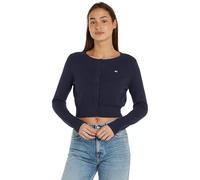 Tommy Jeans Damen Strickjacke Essential Cardigan Rundhalsausschnitt, Blau (Dark Night Navy), XL