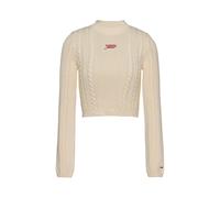 Tommy Jeans Damen Strickpullover TJW CABLE SCRIPT SWEATER EXT, weiss, Gr. S