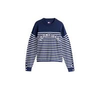 Tommy Jeans Damen Strickpullover TJW STRIPE VARSITY SWEATER, marine, Gr. M