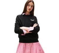 Sweatshirt TOMMY JEANS "TJW REG ESS LOGO 1 CREW EXT", Damen, Gr. XL (42), schwarz, Sweatware, Obermaterial: 100% Baumwolle, unifarben, regular fit, Rundhals, Rippbündchen, Sweatshirts (64035715-XL) sc