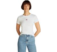 Tommy Jeans Damen T-Shirt Kurzarm Essential Logo Tee Slim Fit, Weiß (Ecru), L