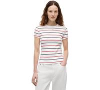 Tommy Jeans Damen T-Shirt Kurzarm Essential Rib Slim Fit, Mehrfarbig (Ecru/Multi Stripe), 2XL