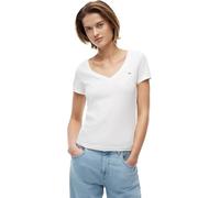 Tommy Jeans Damen T-Shirt Kurzarm Slim Essential Rib V-Ausschnitt