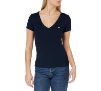 Tommy Jeans Damen T-Shirt Kurzarm Slim V-Ausschnitt, Blau (Dark Night Navy), XXS