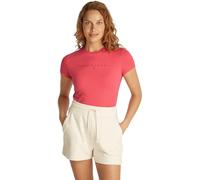 Tommy Jeans Damen T-Shirt Kurzarm Tonal Linear Tee Slim Fit, Rot (Amour), S