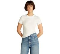 Tommy Jeans Damen T-Shirt Kurzarm Tonal Linear Tee Slim Fit, Weiß (Ecru), XS