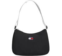 Schultertasche TOMMY JEANS "TJW ESS DAILY SHOULDER BAG", Damen, Gr. B/H/T: 25cm x 18cm x 8cm, schwarz, Textil, Taschen Schultertasche, Damen Umhängetasche, Handtasche, Tragetasche mit Logo-Aufnäher (6