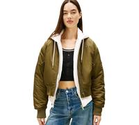 Bomberjacke TOMMY JEANS "TJW ESSENTIAL BOMBER JACKET", Damen, Gr. L (40), tundra olive, Web, Obermaterial: 100% Nylon, unifarben, regular fit, Rippbündchen, Jacken Bomberjacke, Mit Reißverschlusstasch