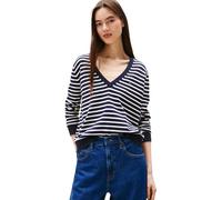 Tommy Jeans Damen Pullover Essential mit V-Ausschnitt, Mehrfarbig (Dark Night Navy/Stripe), S