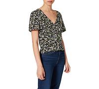 Tommy Jeans Damen Bluse ""TJW Floral Print Blouse" Kurzarm, schwarz, Gr. L