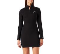 Tommy Jeans Damen TJW LS Signature Dress DW0DW14386 Bodycon Kleider, Schwarz, M