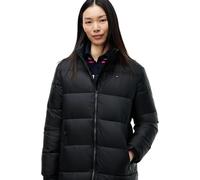 Steppmantel TOMMY JEANS "TJW MAXI PCKBL HOOD ESS PUFFER", Damen, Gr. L (40), schwarz, Web, Steppware, Obermaterial: 100% Nylon, unifarben, casual, lang, Langarm elastischer Bund, Mäntel (34978628-L) s