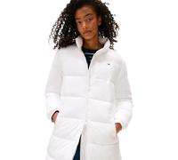 Steppmantel TOMMY JEANS "TJW MAXI PCKBL HOOD ESS PUFFER", Damen, Gr. L (40), beige (ecru), Web, Obermaterial: 100% Nylon, unifarben, lang, elastischer Bund, Mäntel Steppmantel (90060268-L) ecru