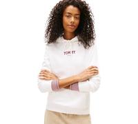 Kapuzensweatshirt TOMMY JEANS "TJW REG ESS LOGO 2 HOODIE EXT", Damen, Gr. XXXL(46), ecru, Sweatware, Obermaterial: 100% Baumwolle, unifarben, regular fit, Rippbündchen, Sweatshirts (22962738-XXXL) ecr