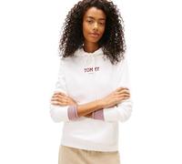 Kapuzensweatshirt TOMMY JEANS "TJW REG ESS LOGO 2 HOODIE EXT", Damen, Gr. XXXL(46), ecru, Sweatware, Obermaterial: 100% Baumwolle, unifarben, regular fit, Rippbündchen, Sweatshirts (22962738-XXXL) ecr