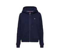 Sweatjacke TOMMY JEANS "TJW REG S FLAG ZIP THRU", Damen, Gr. M (38), blau (schwarz night navy), Sweatware, Obermaterial: 80% Baumwolle, 20% Polyester, unifarben, regular fit hüftlang, Rippbündchen, Sw