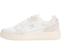 Keilsneaker TOMMY JEANS "TJW RETRO BASKET SNEAKER", Damen, Gr. 37, beige (ecru, hellgrau), Leder, Lederimitat, sportlich, Schuhe, Schnürschuh, Halbschuh, Freizeitschuh mit seitlicher Logoflagge (10119