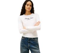 Tommy Jeans Damen Tjw Slim Essential Logo 1 Ls Tee Dw0Dw21844 L/S T-Shirt, White (Ecru), M