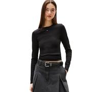 Tommy Jeans Damen Langarmshirt Slim Fit aus Ripp-Baumwolle Schwarz Größe M