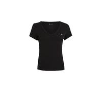 Tommy Jeans T-Shirt Slim Essential Rippshirt V-Ausschnitt Damen Schwarz XL (42)