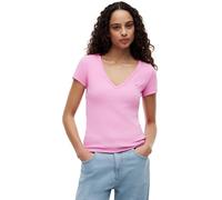 Tommy Jeans Damen Tjw Slim Essential Rib V Ss Dw0Dw17385 S/S T-Shirt, Pink (Pink Daisy), M