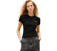 Tommy Jeans T-Shirt TJW Slim Linear SS Tee EXT Damen Rundhals 100% Baumwolle Schwarz Gr. L