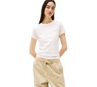 Kurzarmshirt TOMMY JEANS "TJW SLIM LINEAR SS TEE EXT", Damen, Gr. M (38), weiß (ancient weiß), Jersey, Obermaterial: 100% Baumwolle, unifarben, casual, Rundhals, Kurzarm, Shirts (62477962-M) ancient w