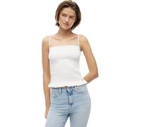 Smoktop TOMMY JEANS "TJW SLIM SMOCK STRAPPY TOP", Damen, Gr. S (36/38), ancient weiß, Web, Obermaterial: 87% Baumwolle, 10% Polyester, 3% Elasthan, unifarben, slim fit taillenlang, eckiger Ausschnitt,