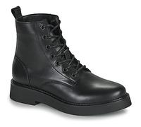 Schnürboots TOMMY JEANS "TJW LACE UP FLAT BOOT" Gr. 38, schwarz Damen Schuhe Schnürstiefeletten mit Logo an der Anziehlasche (65892836-38)