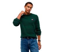 Strickpullover TOMMY JEANS "REGULAR TEXTURED SWEATER", Herren, Gr. M, grün (velvet grün htr), Strick, Obermaterial: 100% Baumwolle, regular fit normal, Rundhals, eingesetzt Rippstrickbündchen, Pullove