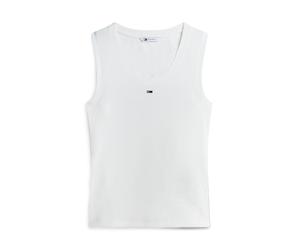 Tommy Jeans - Geripptes Slim Fit Tanktop weiß - Gr. - L