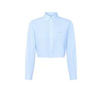 Hemdbluse TOMMY JEANS "TJW REG CROP STRIPE POPLIN SHIRT", Damen, Gr. L (40), light powdery blau, stripe, Web, Obermaterial: 100% Baumwolle, gestreift, casual, Langarm, Blusen (55244144-L) light powder