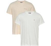 Tommy Jeans Herren 2er Pack T-Shirts Kurzarm Slim Mix Tee mit Rundhalsausschnitt, Mehrfarbig (Ecru/Oat Marl Htr), M