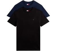 Rundhalsshirt TOMMY JEANS "TJM XSLIM 2PACK JERSEY TEE EXT", Herren, Gr. M, schwarz (schwarz, schwarz night navy), Single Jersey, Obermaterial: 100% Baumwolle, slim fit normal, Rundhals, eingesetzt abg