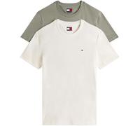 Rundhalsshirt TOMMY JEANS "TJM XSLIM 2PACK JERSEY TEE EXT", Herren, Gr. XXL, ecru, utility sage, Single Jersey, Obermaterial: 100% Baumwolle, casual, slim fit normal, Rundhals, Kurzarm eingesetzt abge